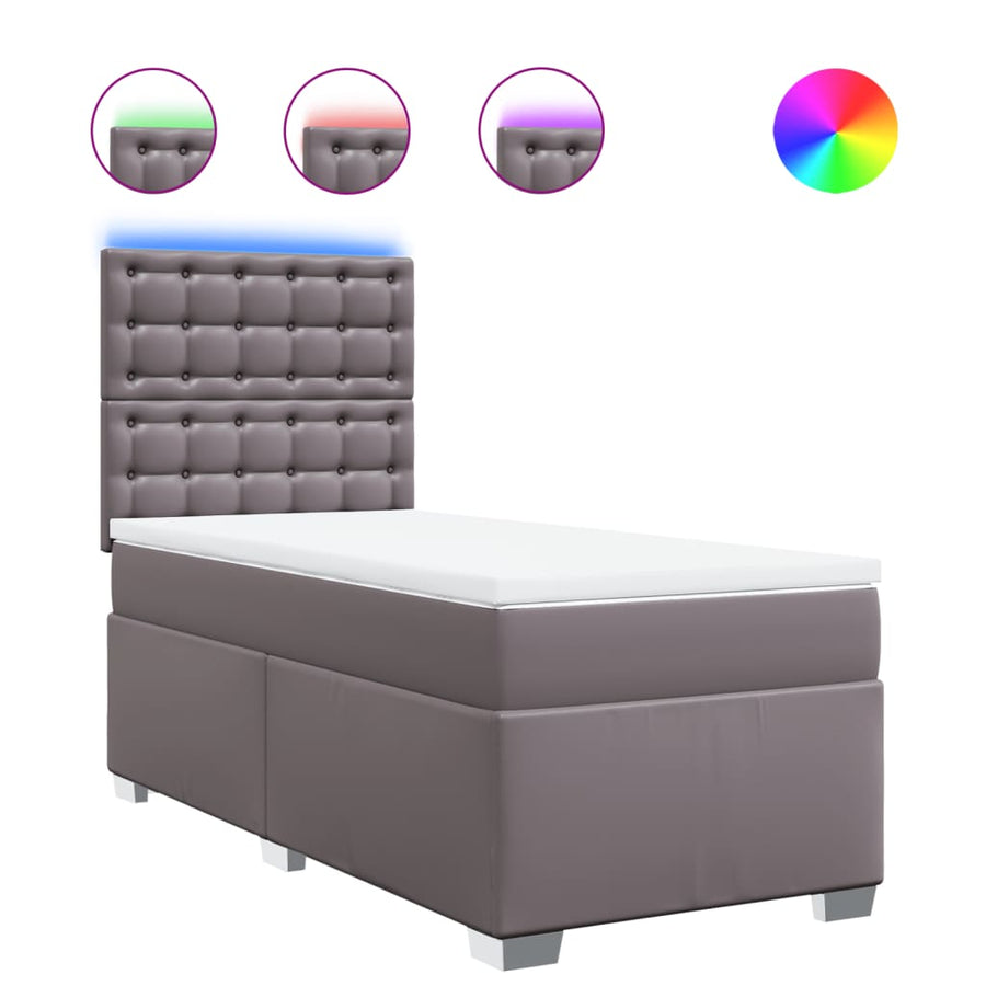 Boxspring met matras kunstleer grijs 100x200 cm