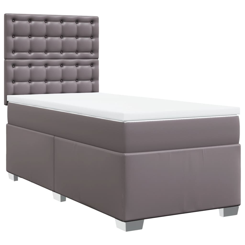Boxspring met matras kunstleer grijs 100x200 cm
