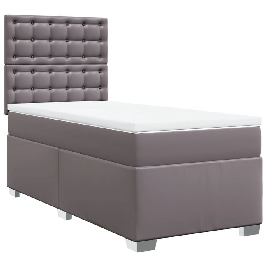 Boxspring met matras kunstleer grijs 100x200 cm