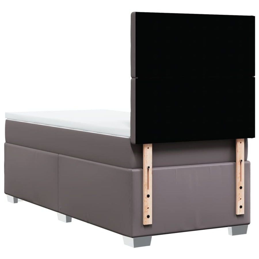 Boxspring met matras kunstleer grijs 100x200 cm
