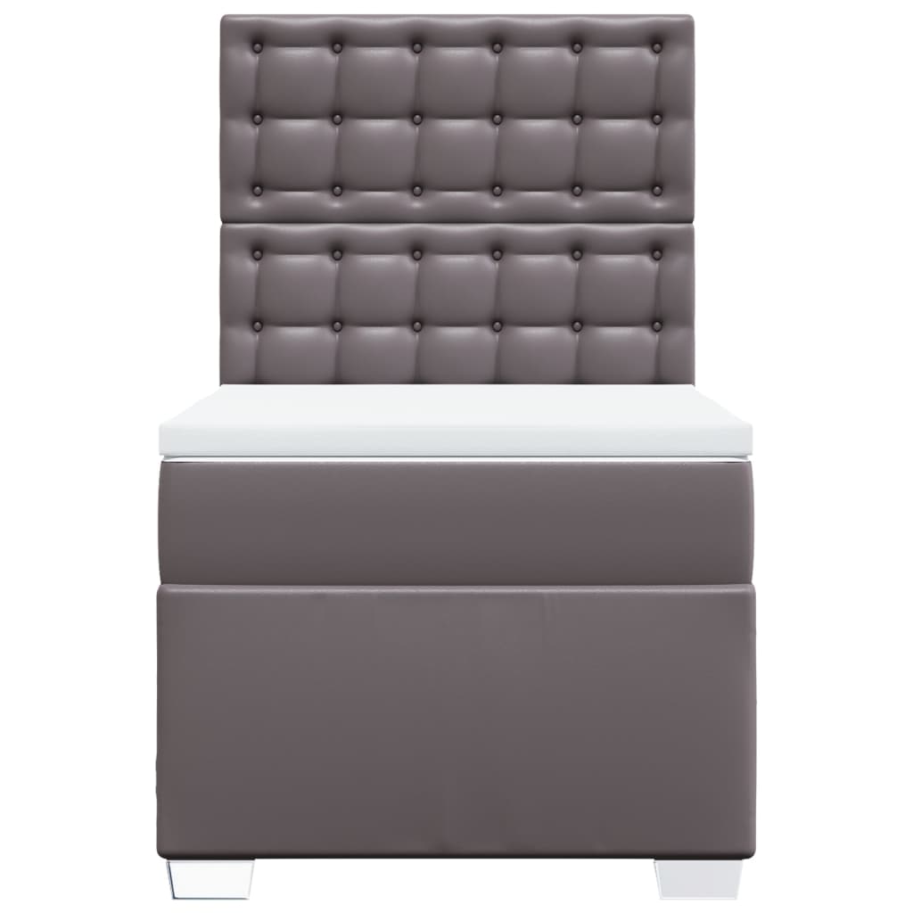 Boxspring met matras kunstleer grijs 100x200 cm
