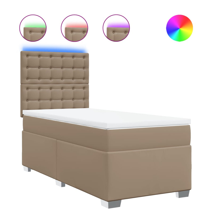 Boxspring met matras kunstleer cappuccinokleurig 100x200 cm