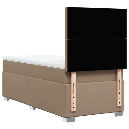 Boxspring met matras kunstleer cappuccinokleurig 100x200 cm