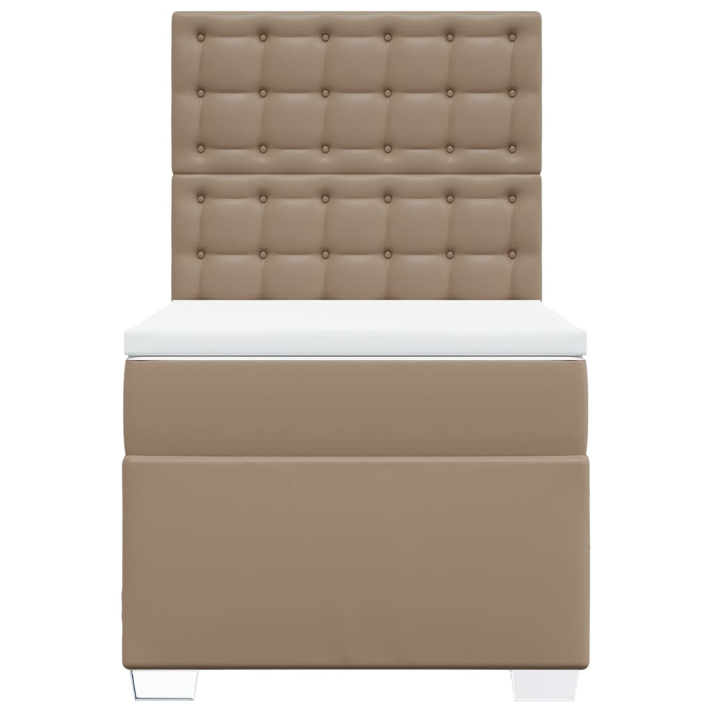 Boxspring met matras kunstleer cappuccinokleurig 100x200 cm