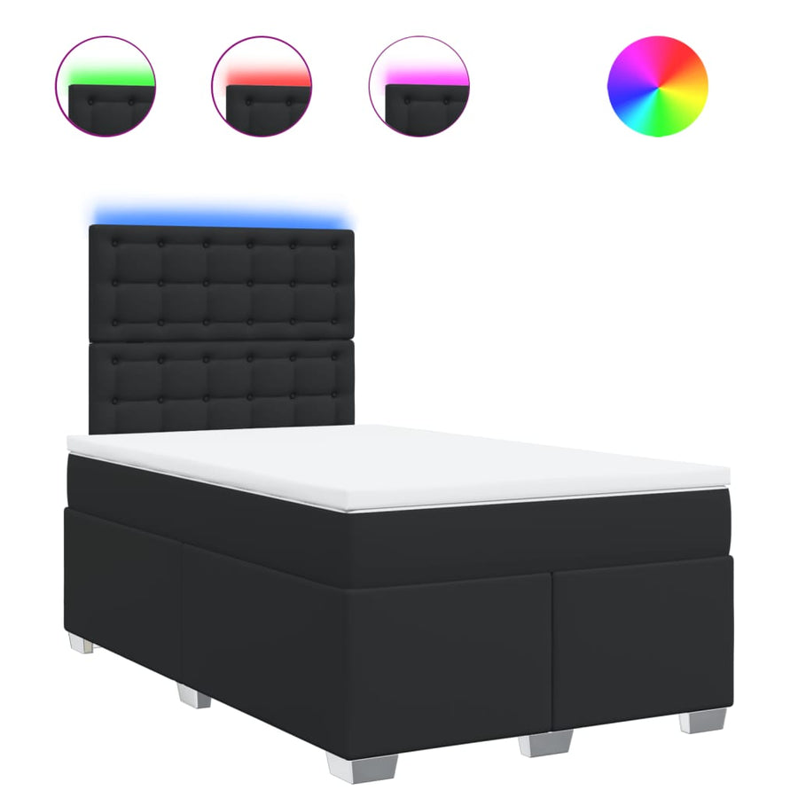 Boxspring met matras kunstleer zwart 120x190 cm