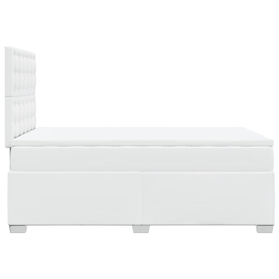 Boxspring met matras kunstleer wit 120x190 cm