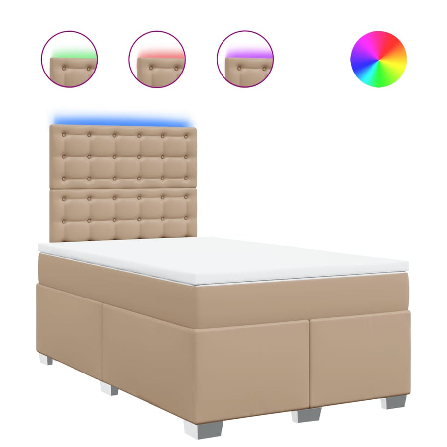 Boxspring met matras kunstleer cappuccinokleurig 120x190 cm