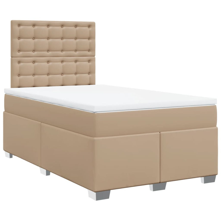 Boxspring met matras kunstleer cappuccinokleurig 120x190 cm