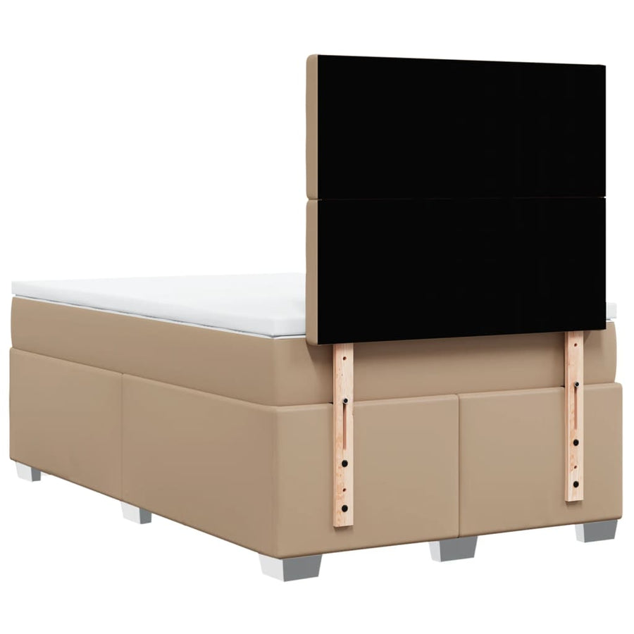 Boxspring met matras kunstleer cappuccinokleurig 120x190 cm