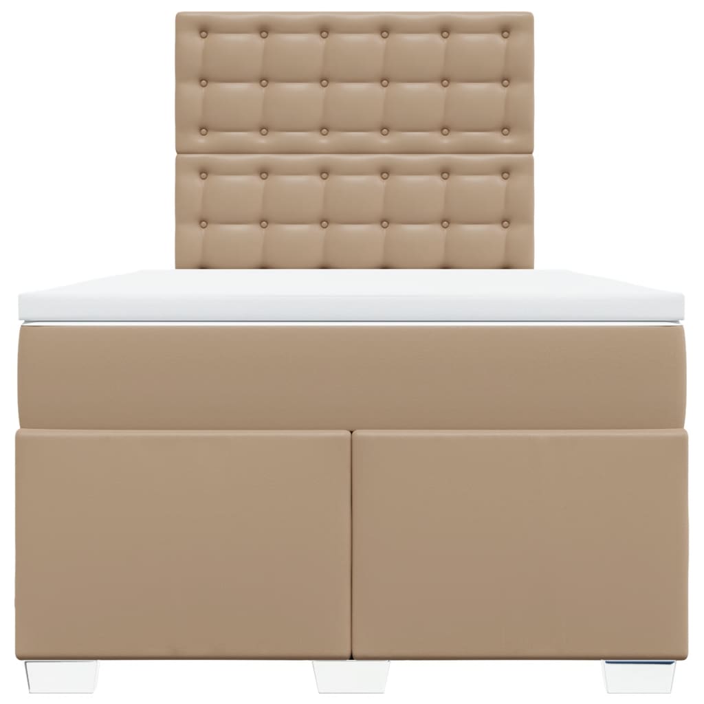Boxspring met matras kunstleer cappuccinokleurig 120x190 cm