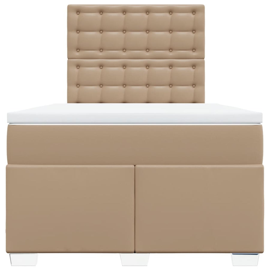 Boxspring met matras kunstleer cappuccinokleurig 120x190 cm