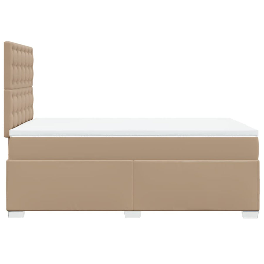 Boxspring met matras kunstleer cappuccinokleurig 120x190 cm