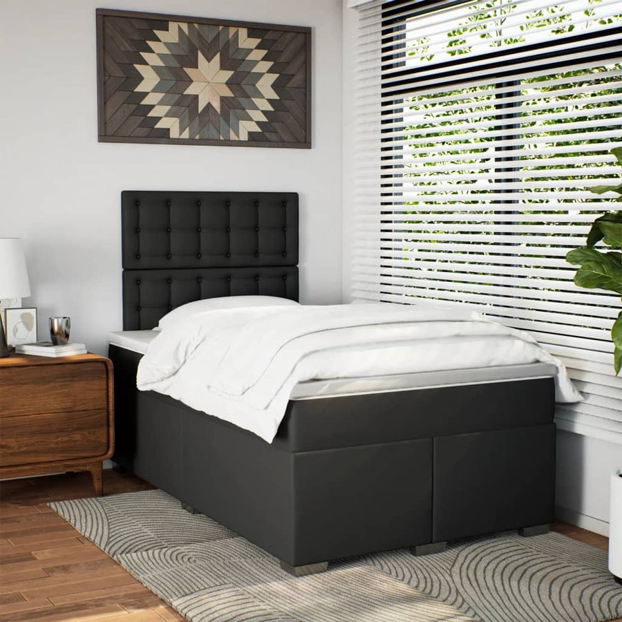 Boxspring met matras kunstleer zwart 120x200 cm