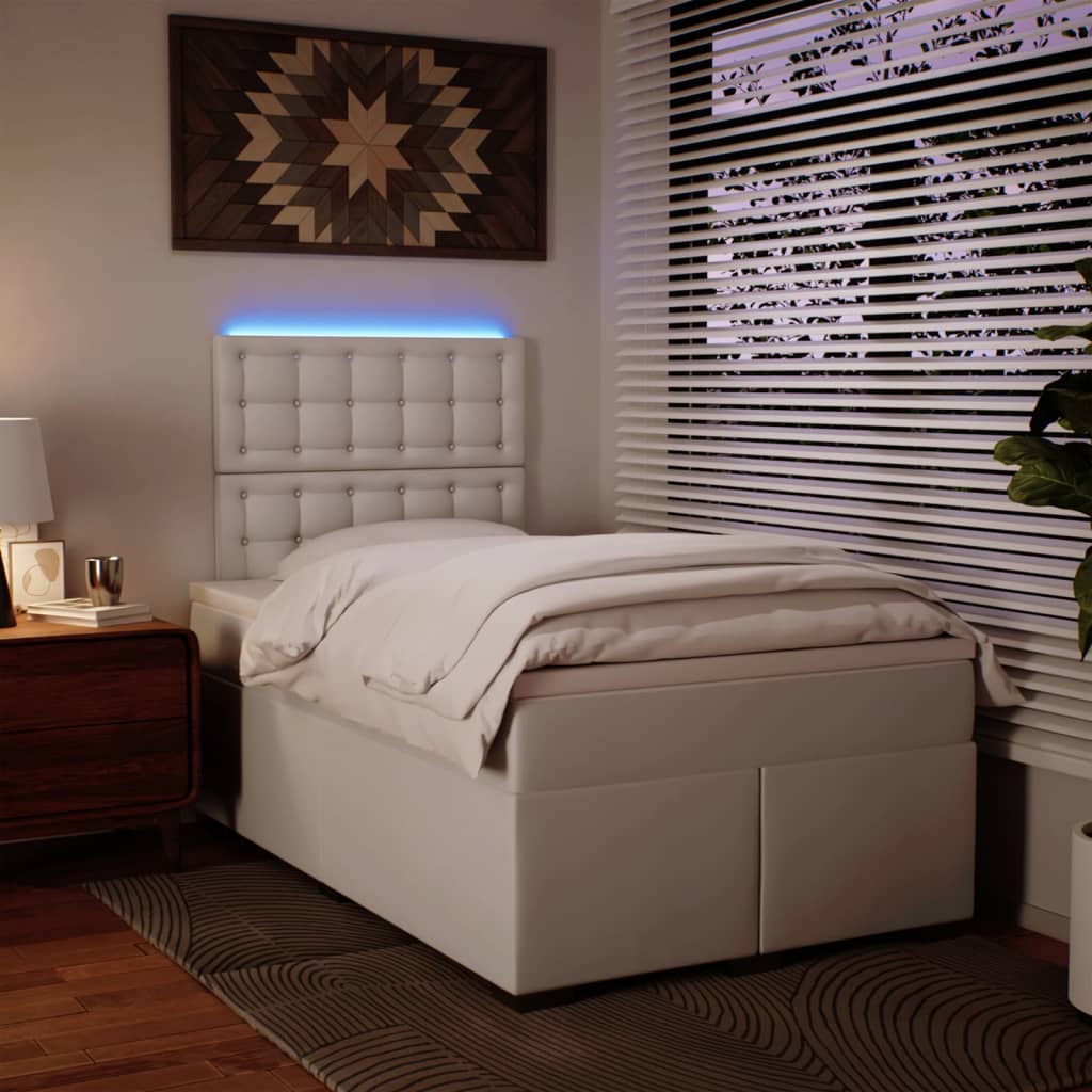 Boxspring met matras kunstleer wit 120x200 cm