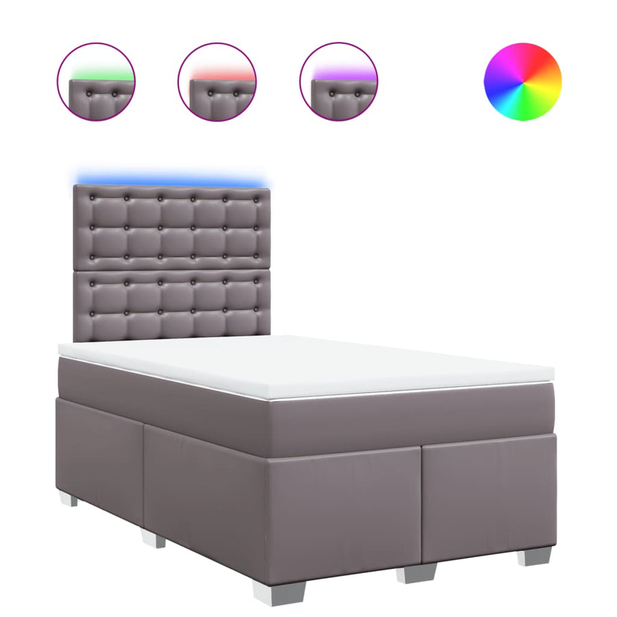 Boxspring met matras kunstleer grijs 120x200 cm