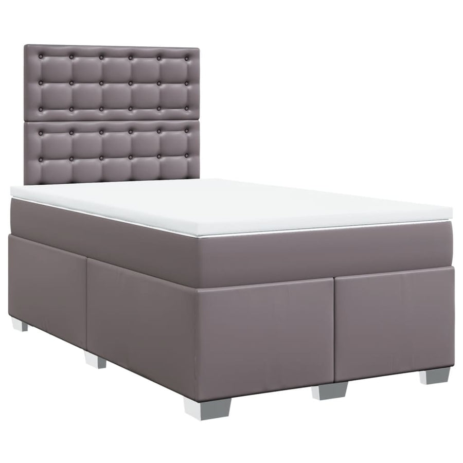 Boxspring met matras kunstleer grijs 120x200 cm