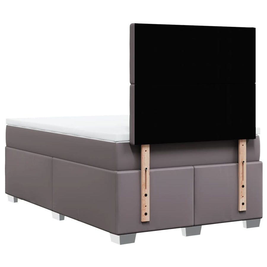 Boxspring met matras kunstleer grijs 120x200 cm
