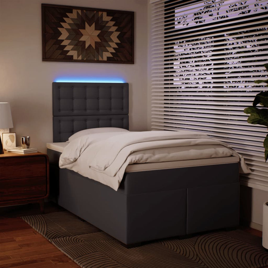 Boxspring met matras kunstleer grijs 120x200 cm
