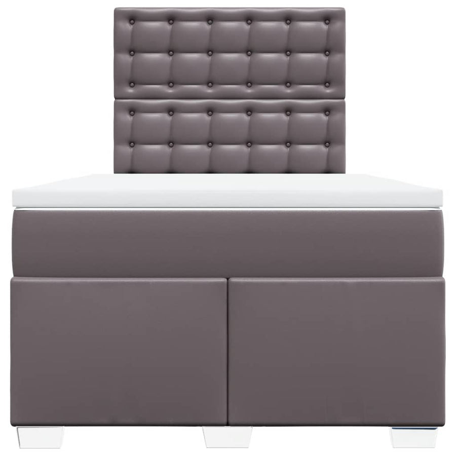 Boxspring met matras kunstleer grijs 120x200 cm