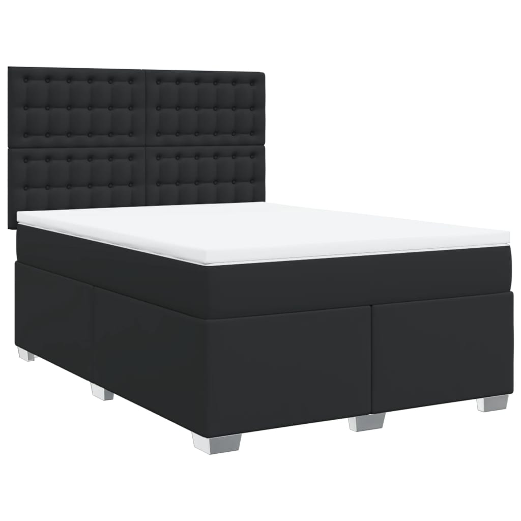 Boxspring met matras kunstleer zwart 140x190 cm