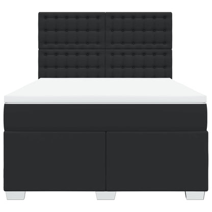 Boxspring met matras kunstleer zwart 140x190 cm