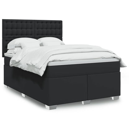 Boxspring met matras kunstleer zwart 140x190 cm