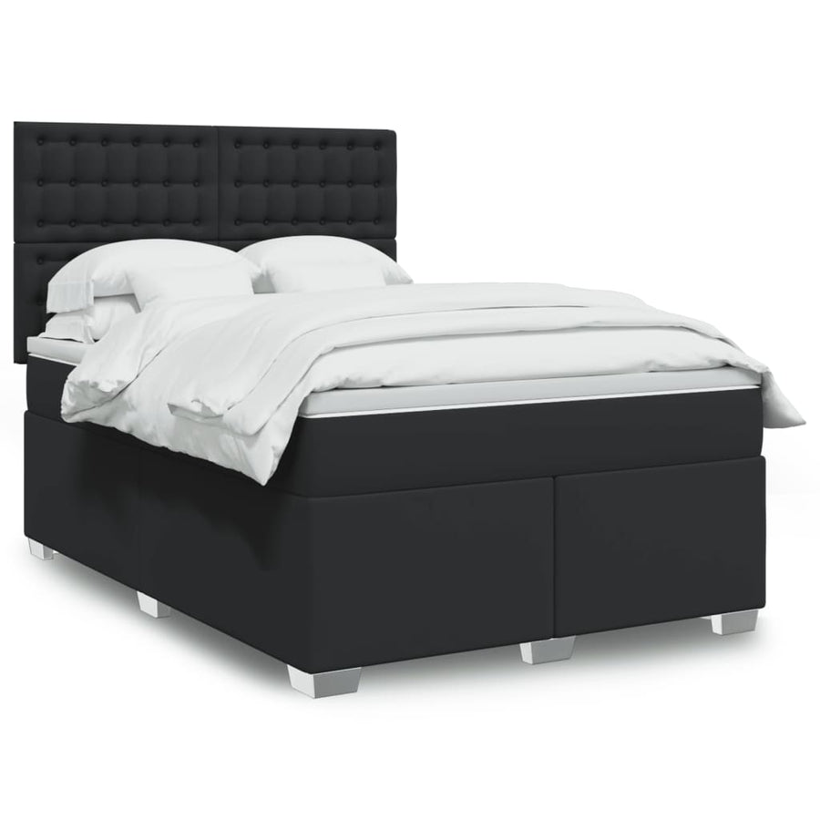 Boxspring met matras kunstleer zwart 140x190 cm