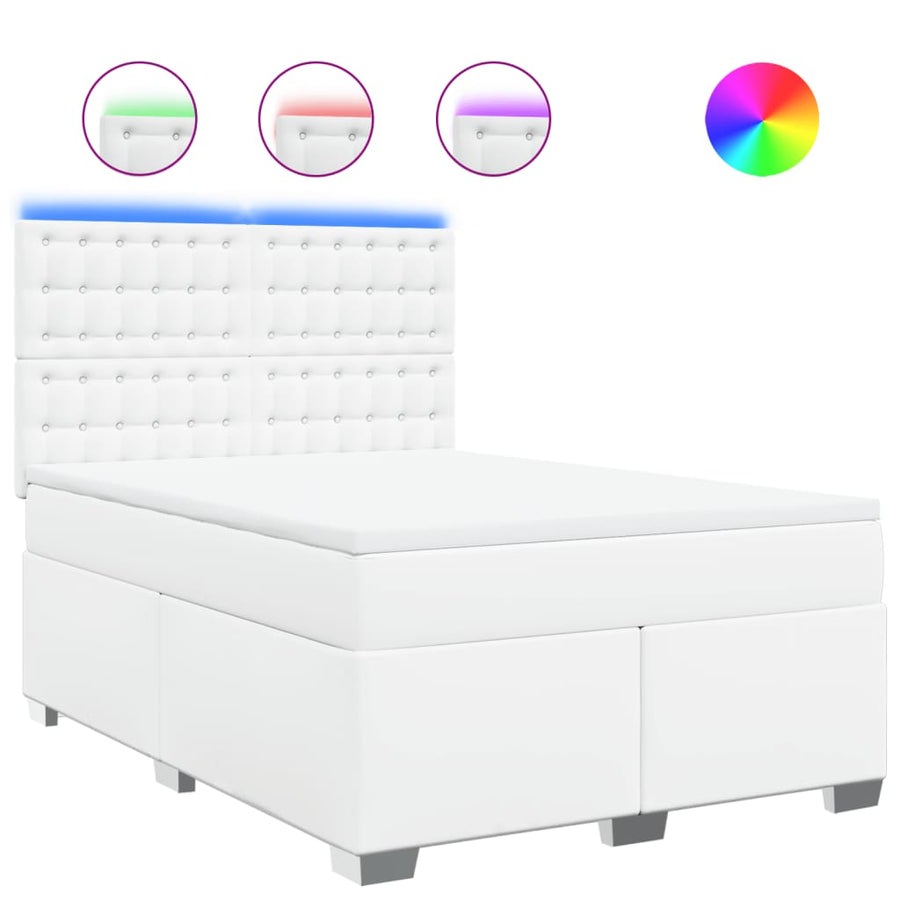 Boxspring met matras kunstleer wit 140x190 cm