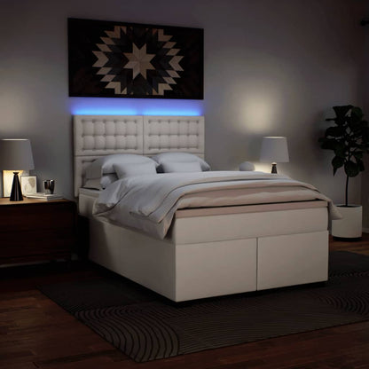 Boxspring met matras kunstleer wit 140x190 cm