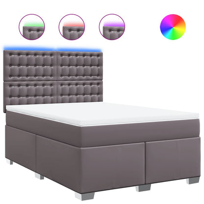 Boxspring met matras kunstleer grijs 140x190 cm