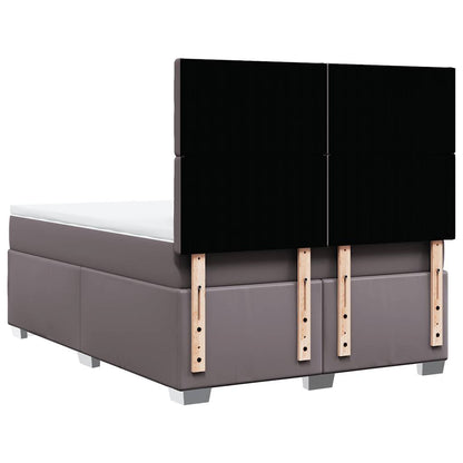 Boxspring met matras kunstleer grijs 140x190 cm