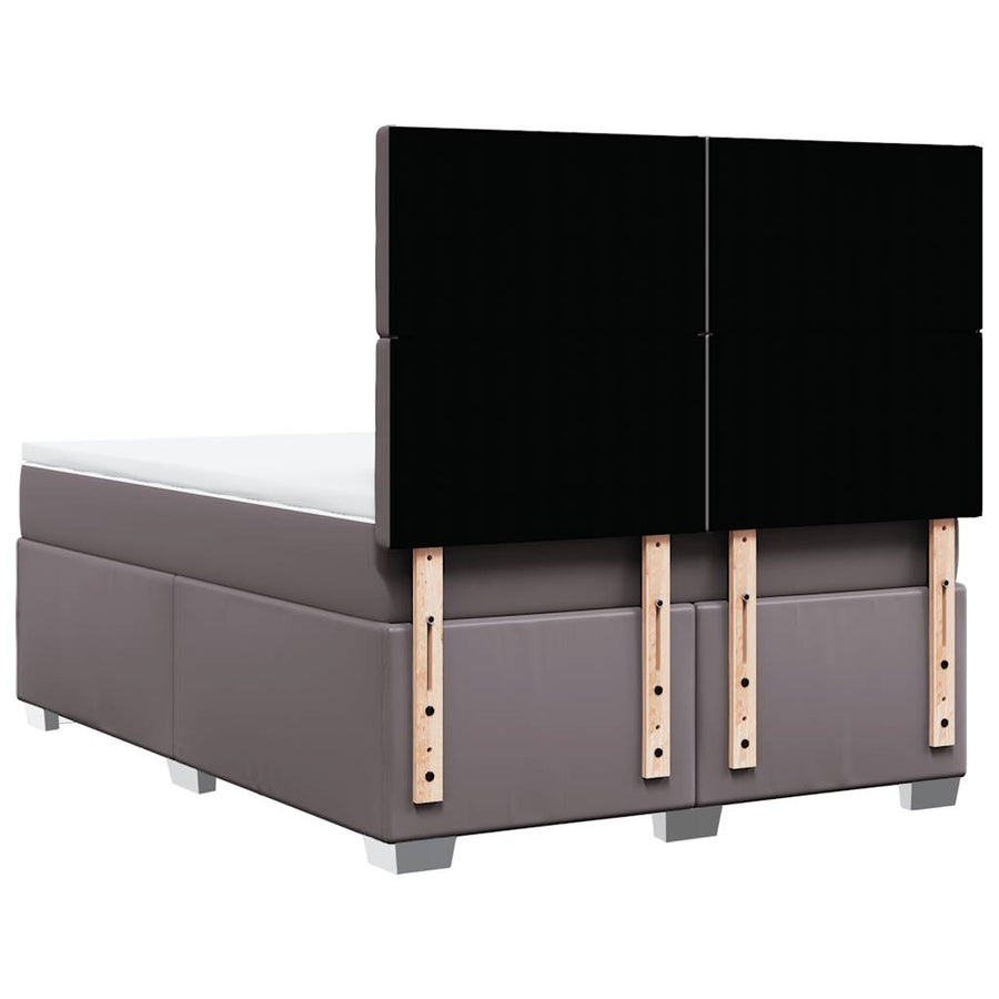 Boxspring met matras kunstleer grijs 140x190 cm