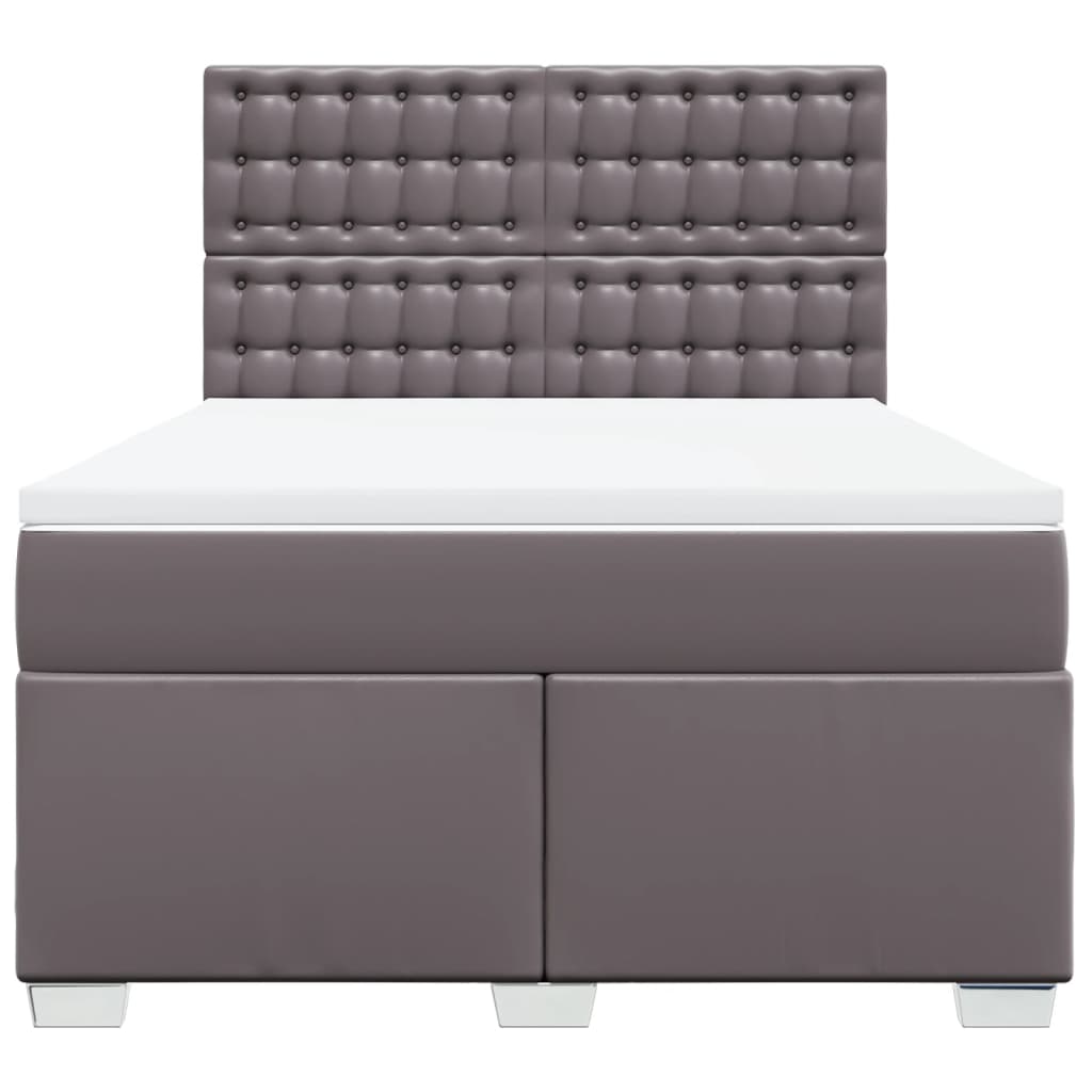 Boxspring met matras kunstleer grijs 140x190 cm