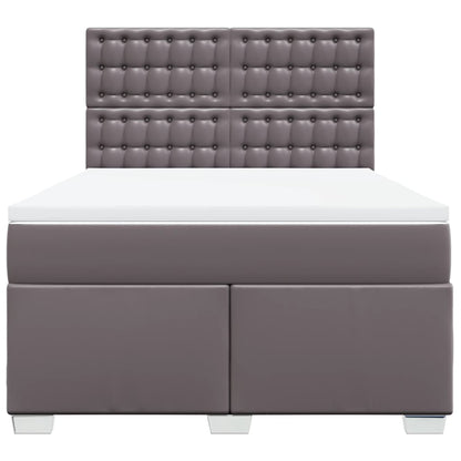 Boxspring met matras kunstleer grijs 140x190 cm