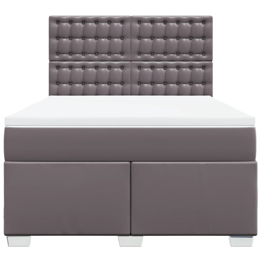Boxspring met matras kunstleer grijs 140x190 cm