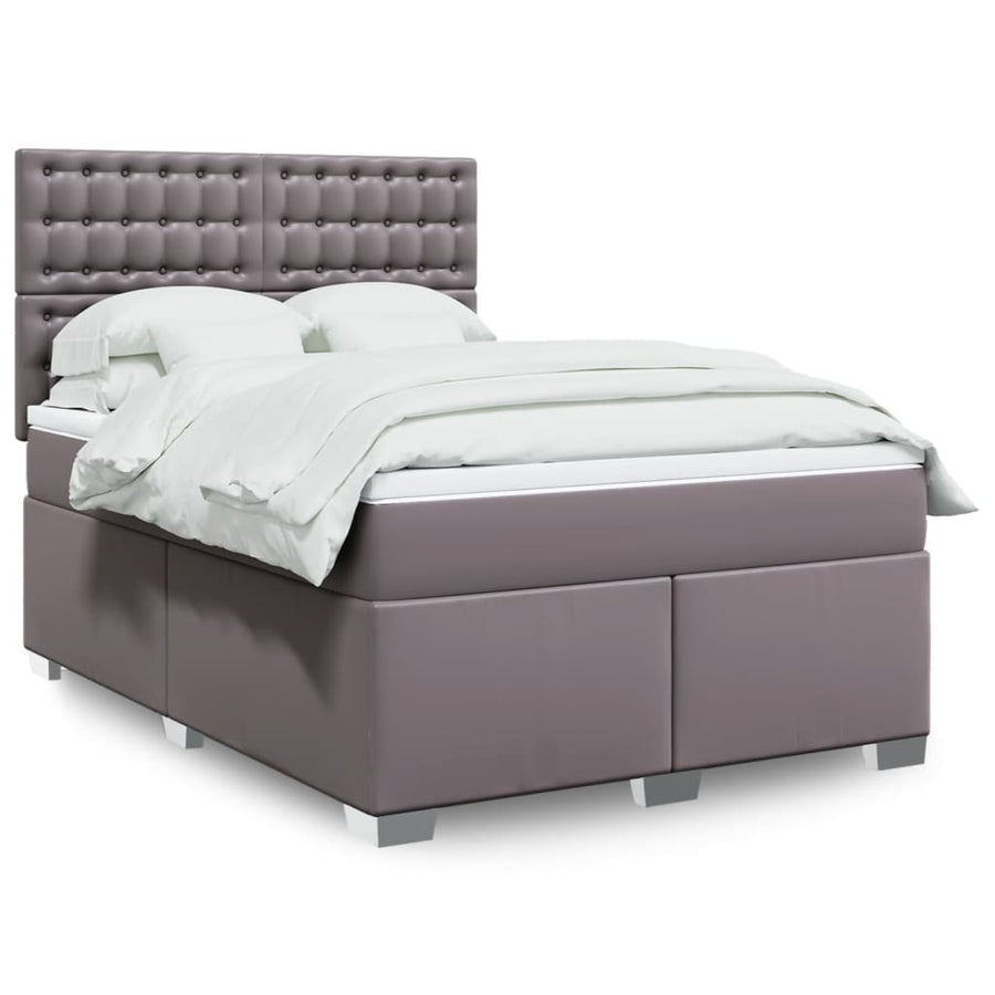 Boxspring met matras kunstleer grijs 140x190 cm