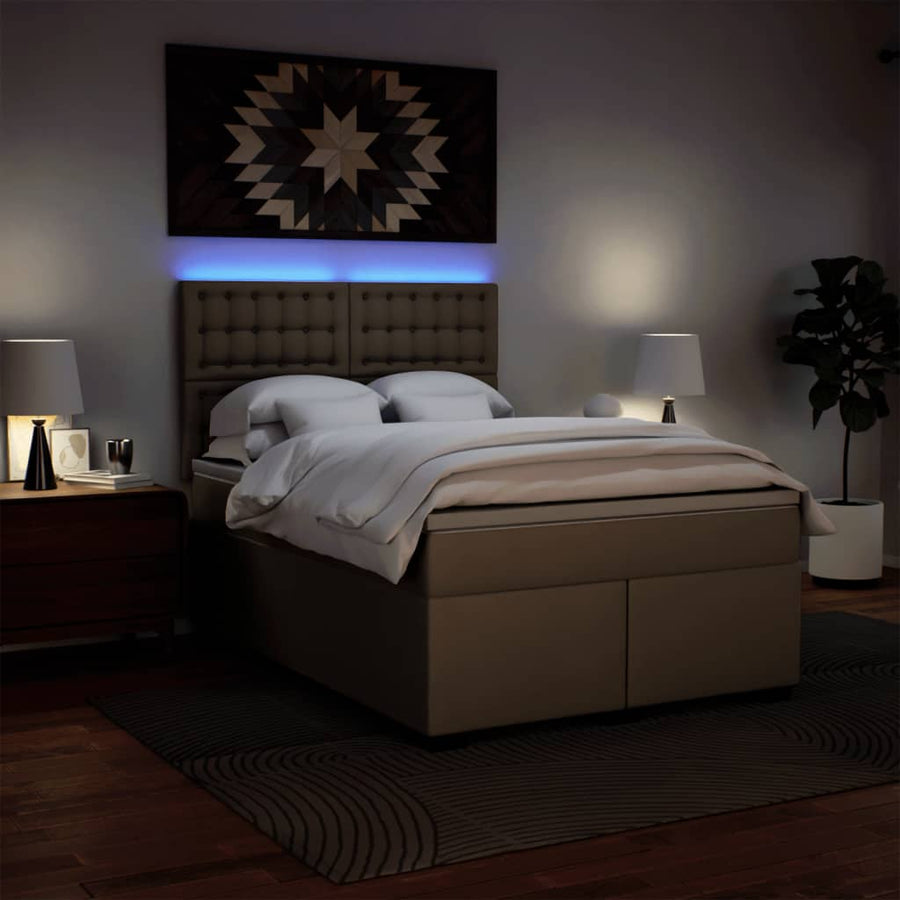 Boxspring met matras kunstleer cappuccinokleurig 140x190 cm