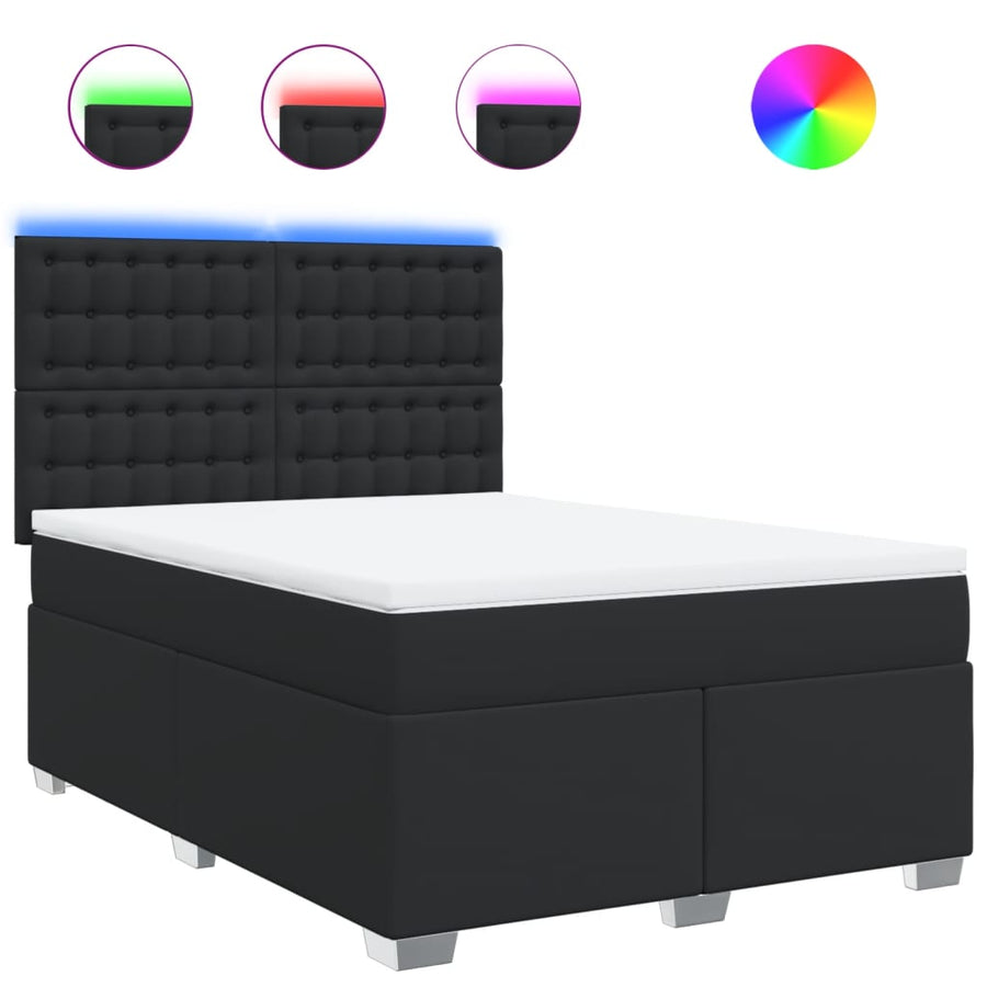 Boxspring met matras kunstleer zwart 140x200 cm