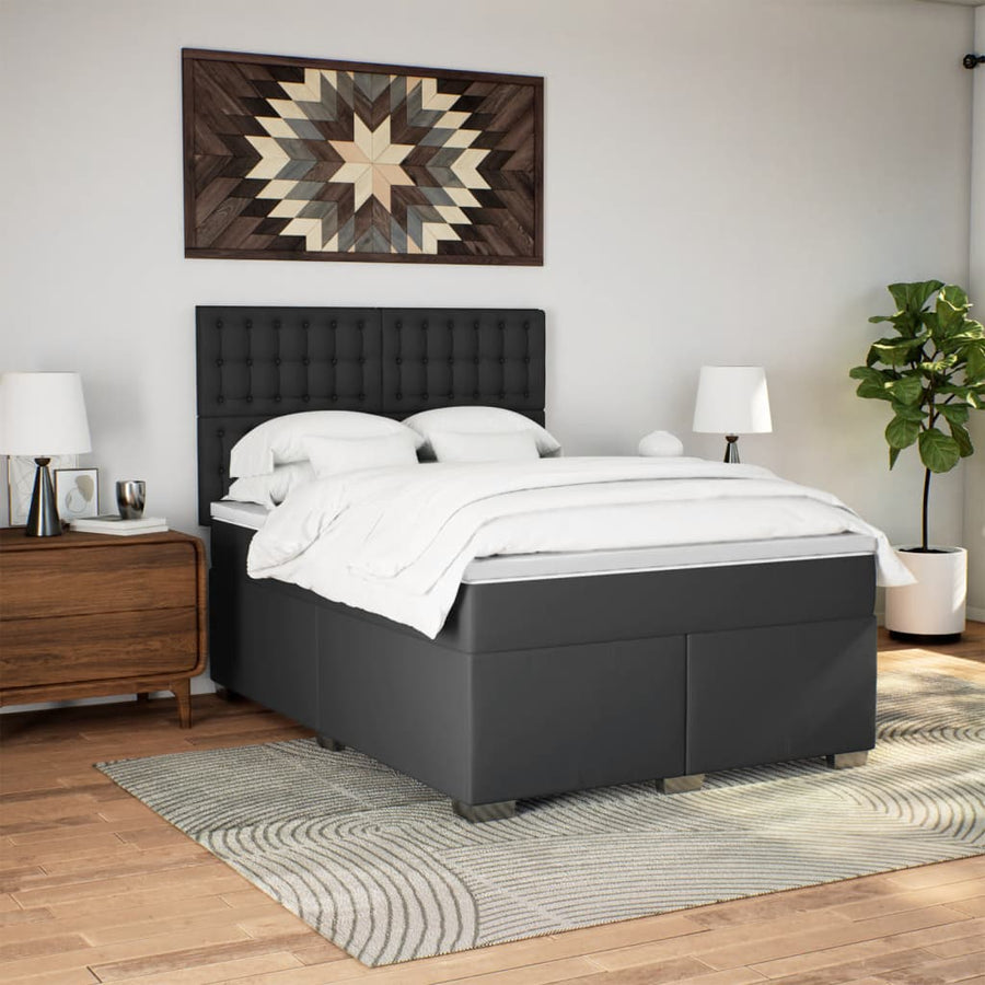 Boxspring met matras kunstleer zwart 140x200 cm