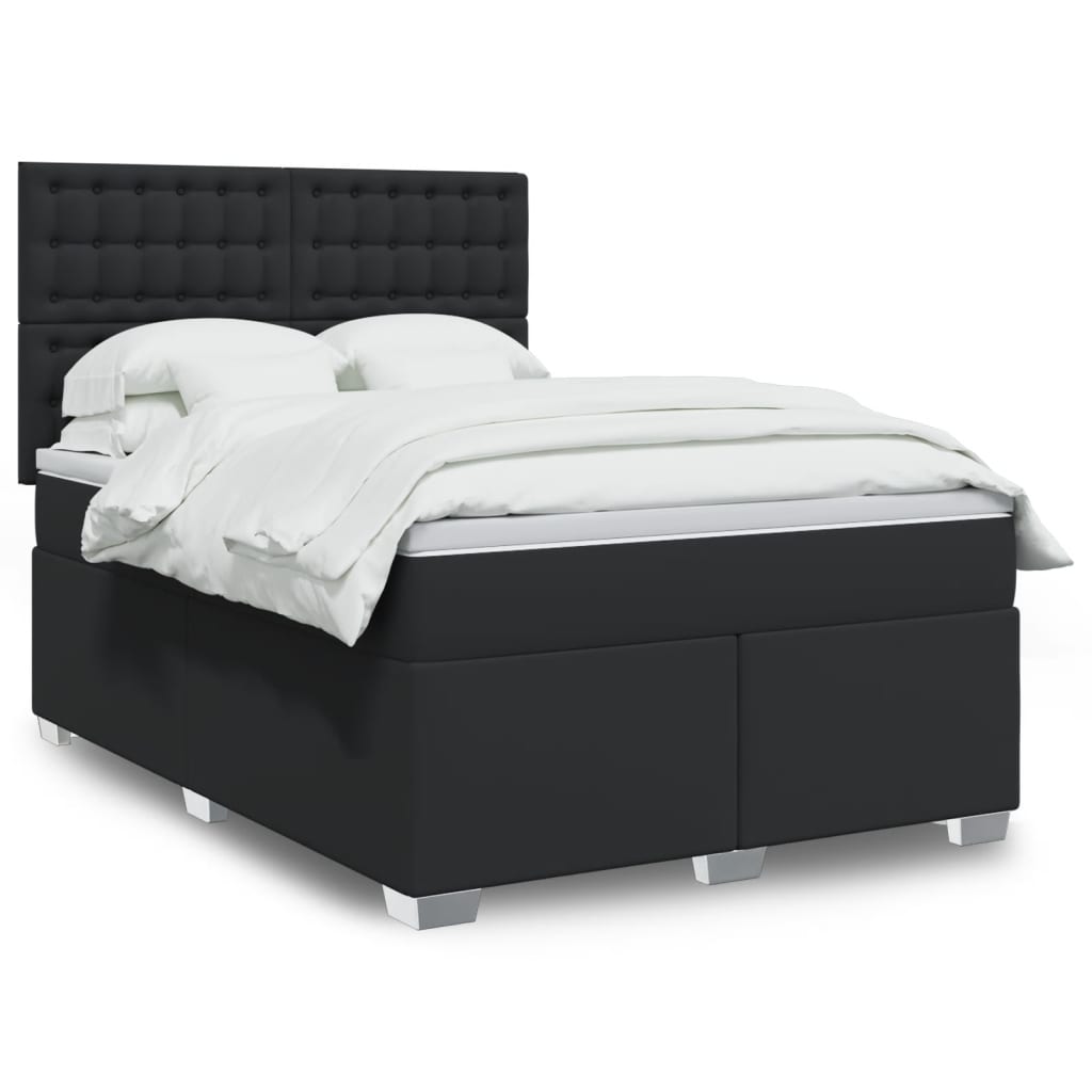 Boxspring met matras kunstleer zwart 140x200 cm