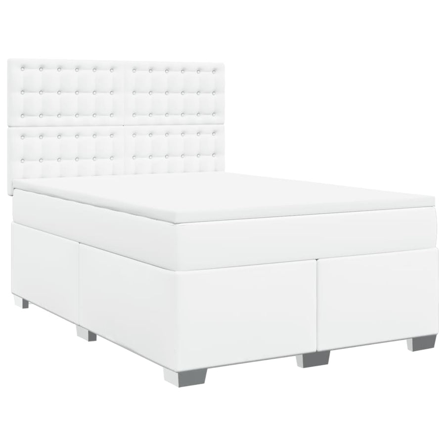 Boxspring met matras kunstleer wit 140x200 cm