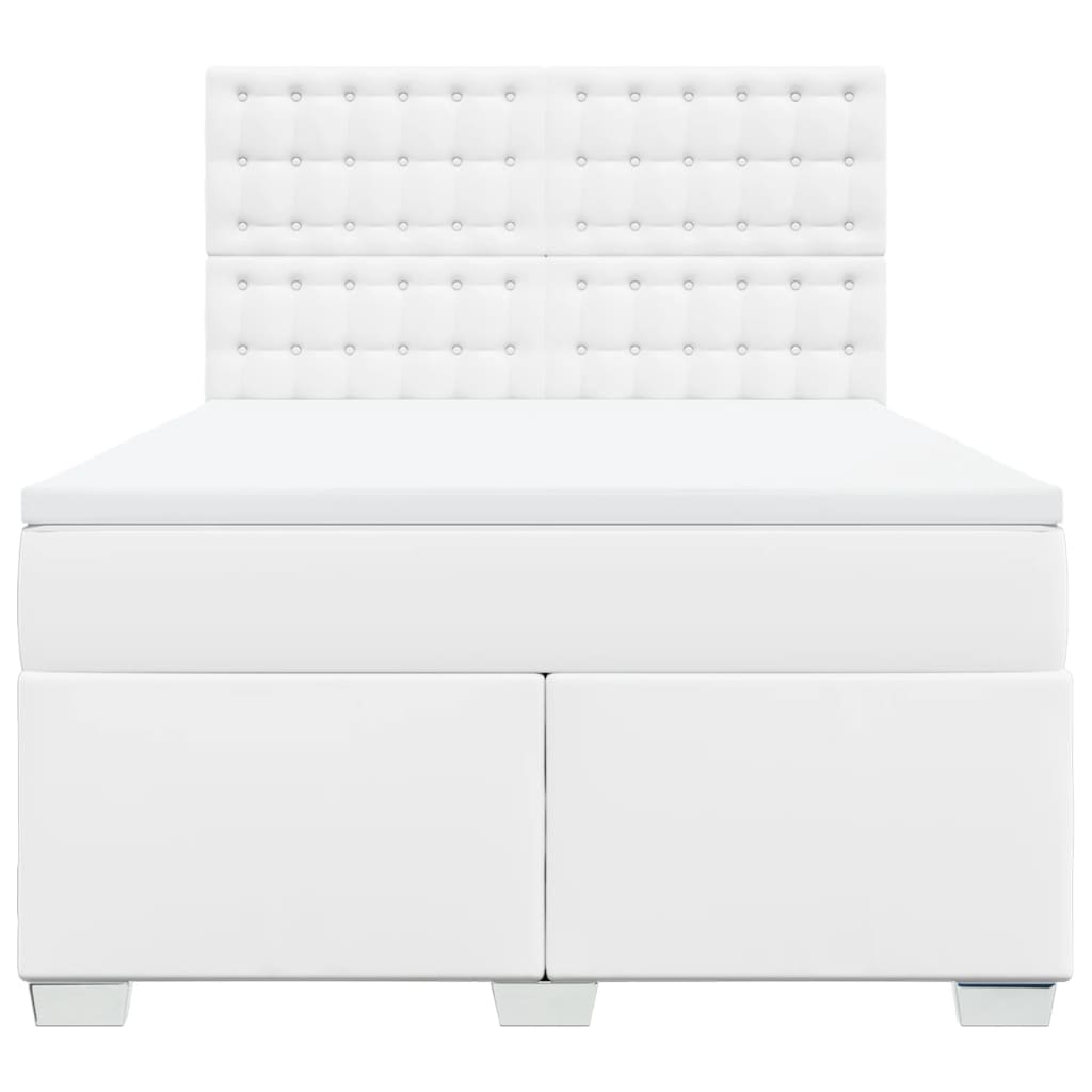 Boxspring met matras kunstleer wit 140x200 cm