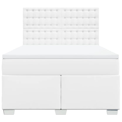 Boxspring met matras kunstleer wit 140x200 cm