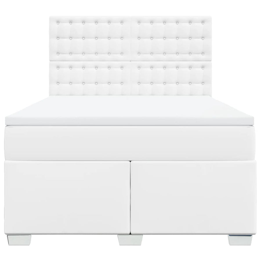 Boxspring met matras kunstleer wit 140x200 cm