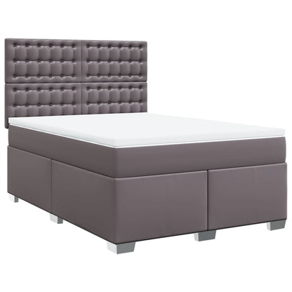 Boxspring met matras kunstleer grijs 140x200 cm