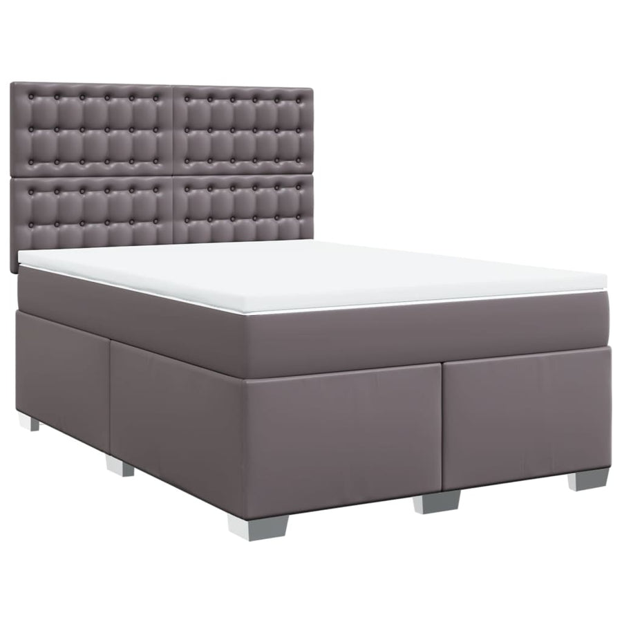 Boxspring met matras kunstleer grijs 140x200 cm