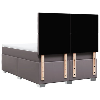 Boxspring met matras kunstleer grijs 140x200 cm