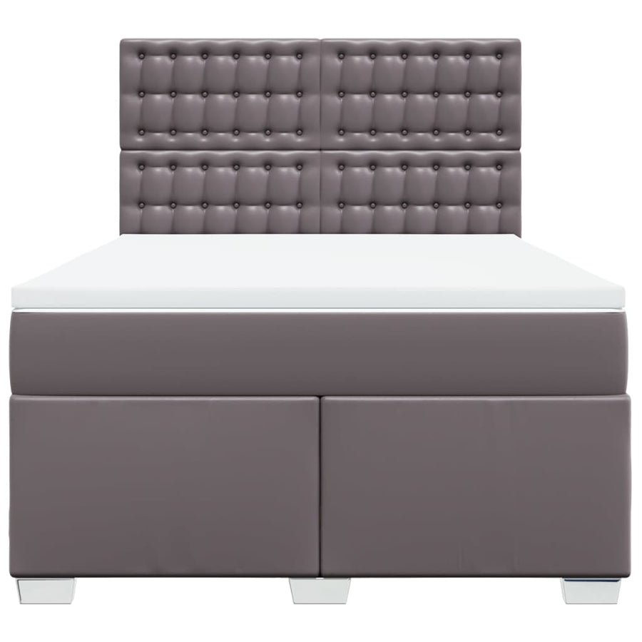 Boxspring met matras kunstleer grijs 140x200 cm