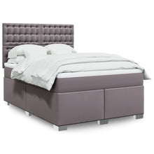 Boxspring met matras kunstleer grijs 140x200 cm