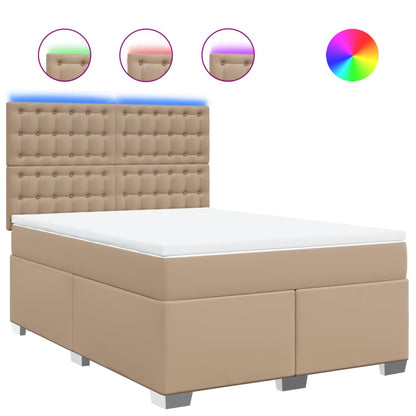 Boxspring met matras kunstleer cappuccinokleurig 140x200 cm